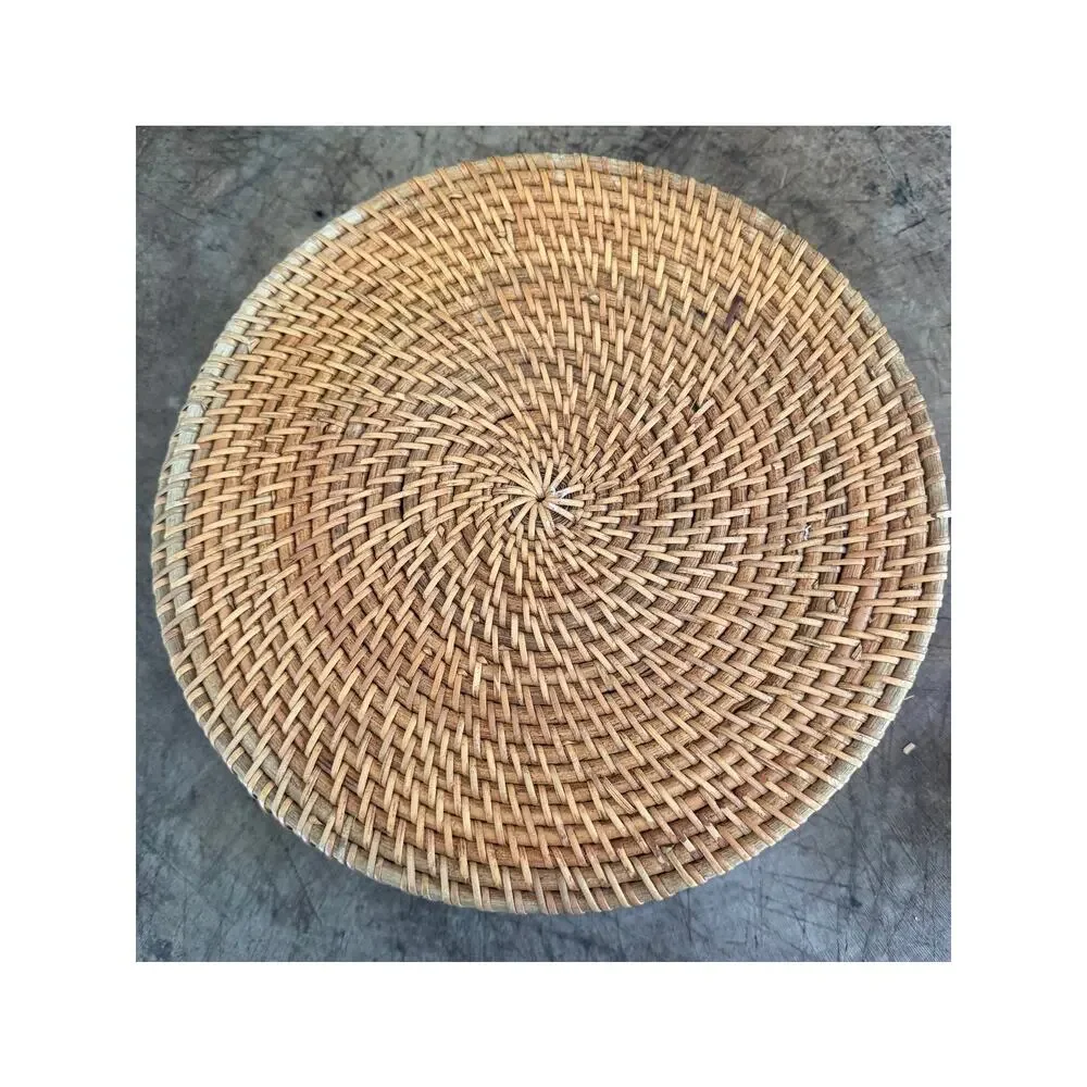 VTG Lombok Indonesia Rattan Lidded Basket Chinese Coin Talisman Tribal Art Boho